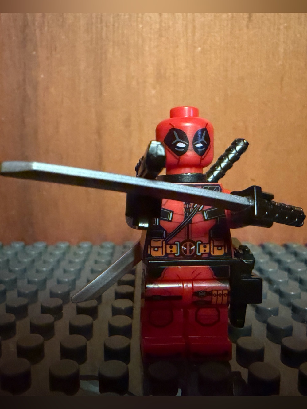 Deadpool Minifigure with Dual Swords and Pistols